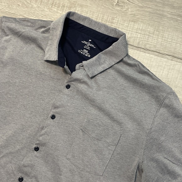Fabletics The Dash Shirt Mens XL Blue Button Up Short Sleeve Performance Pocket - Picture 1 of 6